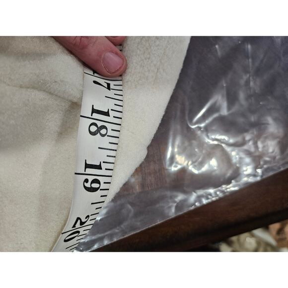 Vintage 80s 90s Aqua Sheen Fleece Button Jacket Eggshell Off White Size Small - Picture 8 of 9